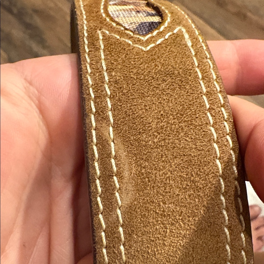 Justin Brand Tan Leather Belt with Camouflage Accent Size 34 Unisex Men or Women - Picture 7 of 13